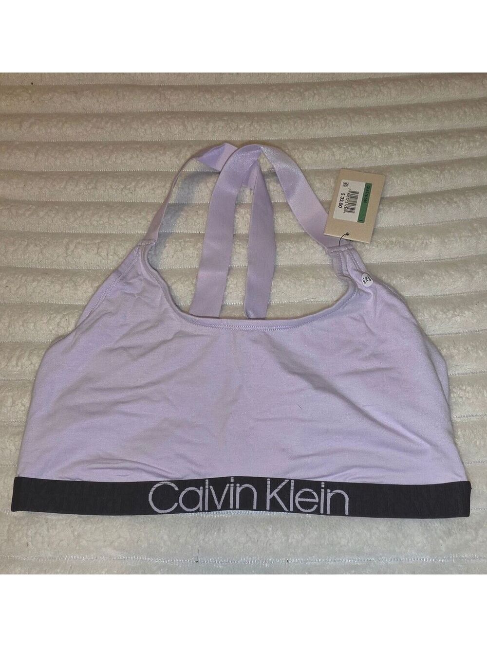 Calvin Klein Light Purple Sports Bra with Black Band - Size L